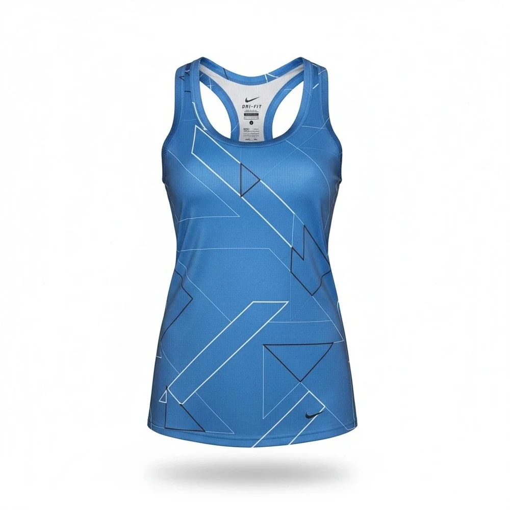 Nike Dri-Fit Geometric Racerback Tank Top Womens Small Blue Excellent Activewear